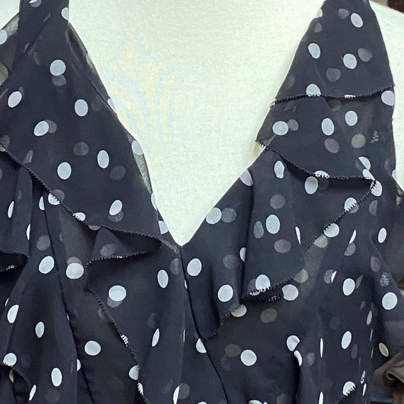 WHBM Ruffled Duel Layered Polka Dot Sheer Blouse - Picture 4 of 6